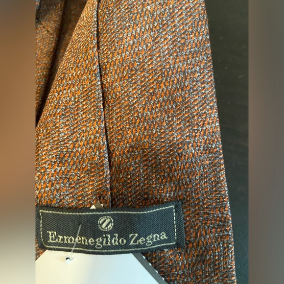Ermenegildo Zegna Mens Rust Brown Silk Neck Tie - Picture 7 of 8
